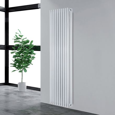 Traffic White Hydraulic Radiator with Flat Steel Elements - Plum Viadurini