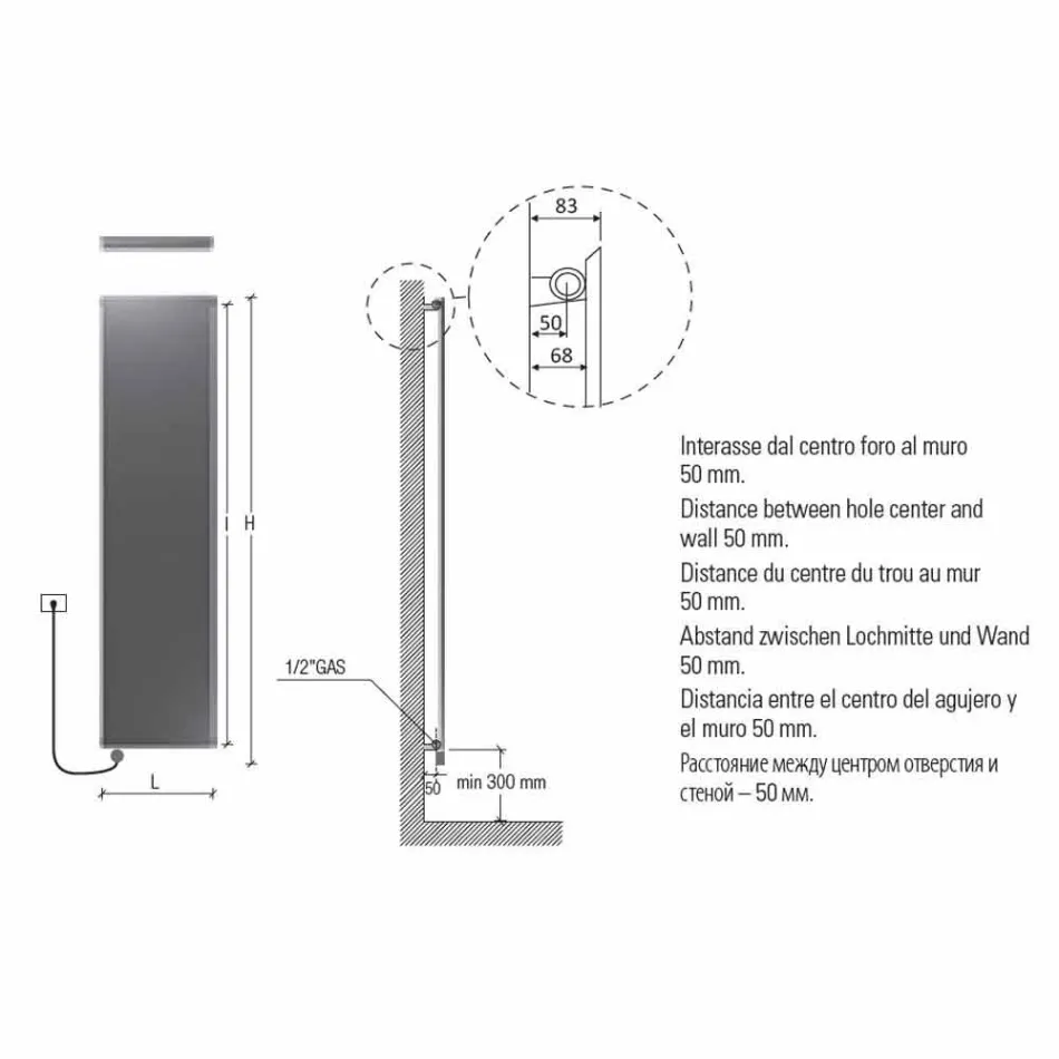 Modern Electric Wall-Mounted Radiator in Steel with 1000 Watt Decoration - Kelvin Viadurini