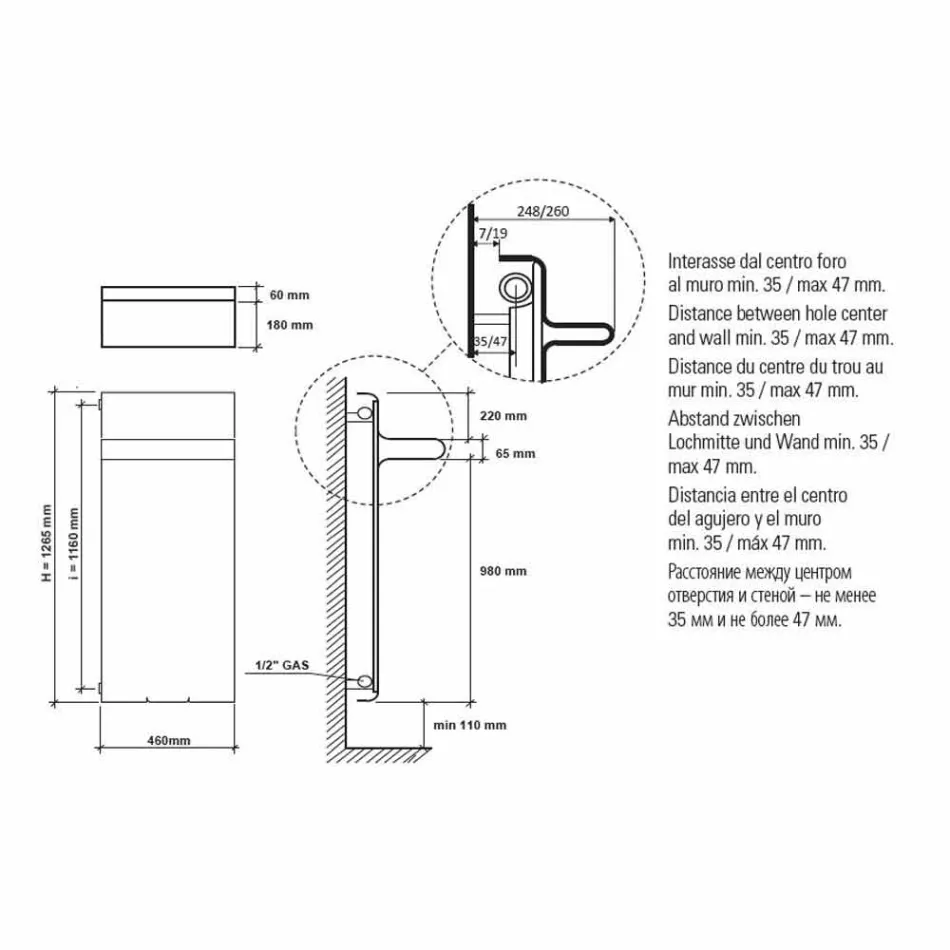 Radiator Towel Rack Vertical Design Hydraulic up to 719 watts - Rebel Viadurini
