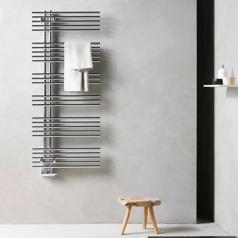 Radiator Chrome Towel Warmer in Steel Hydraulic Design 483 W - Pavone Viadurini