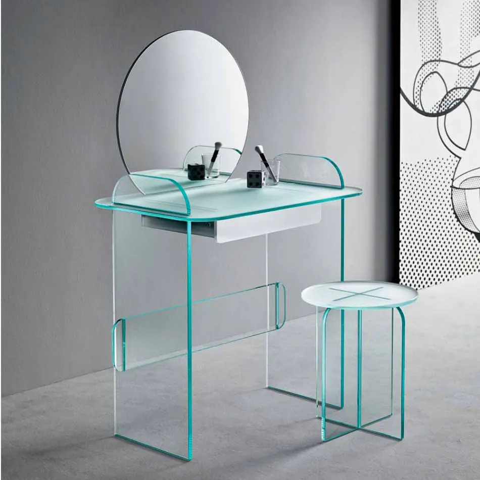 Makeup Dressing Table with Mirror and Glass Drawer 3 Finishes - Salvie Viadurini