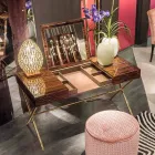 Modern dressing table with opening top in polished ebony wood Ada 3 Viadurini