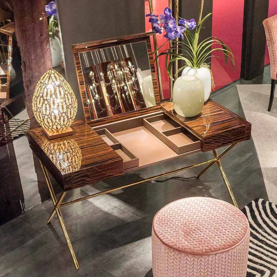 Modern dressing table with opening top in polished ebony wood Ada 3 Viadurini