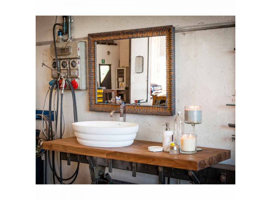 Top countertop washbasin suspended in Norcia strip teak Viadurini