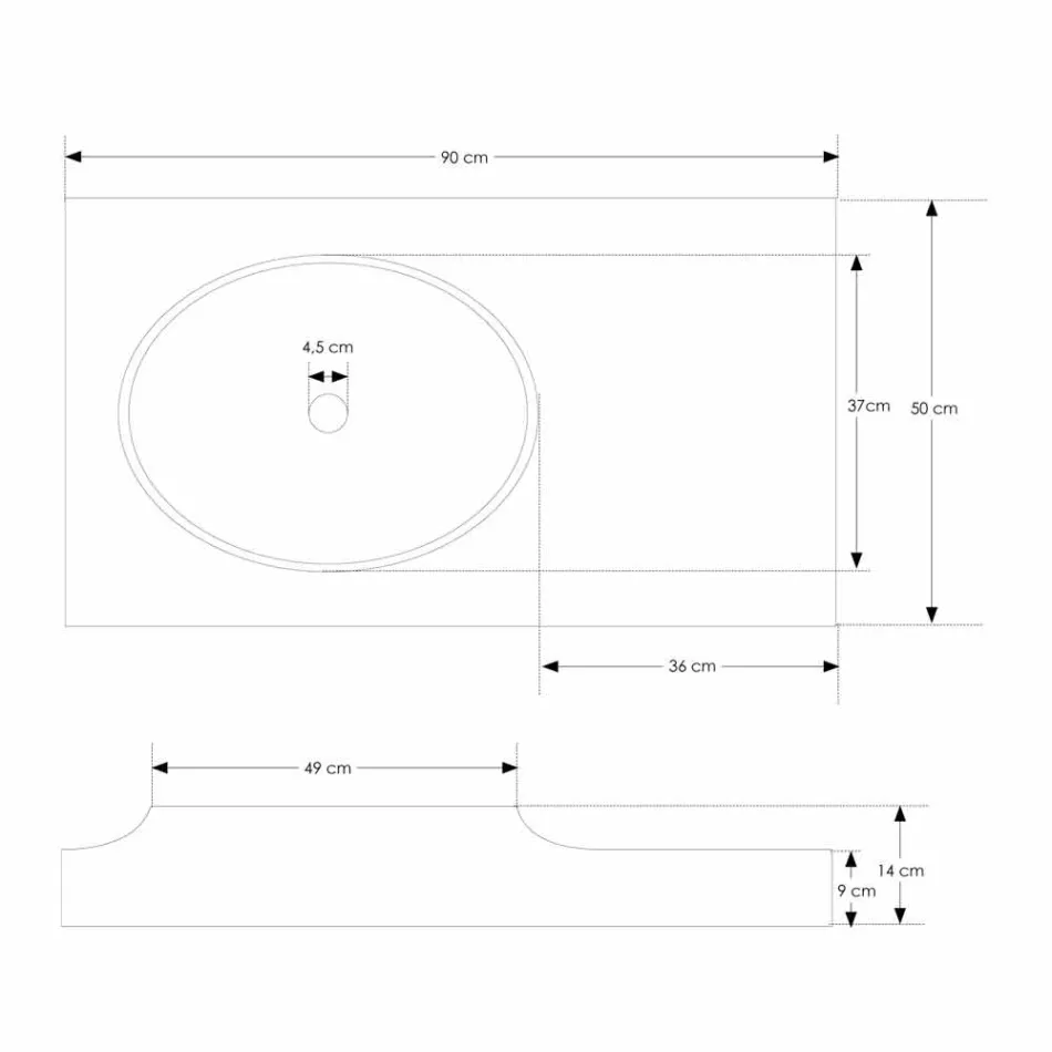 Suspended Solid Surface top with integrated Arona sink Viadurini