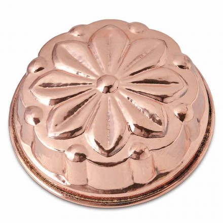 Round Hand Tinned Copper Cake Pan with Flower Decoration 28 cm - Gianmattia Viadurini