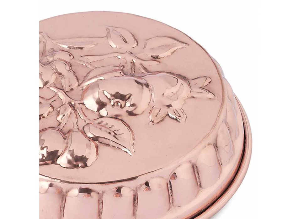 Round Hand Tinned Copper Cake Pan with Fruit Decoration 28 cm - Gianmattia Viadurini
