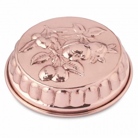 Round Hand Tinned Copper Cake Pan with Fruit Decoration 28 cm - Gianmattia Viadurini