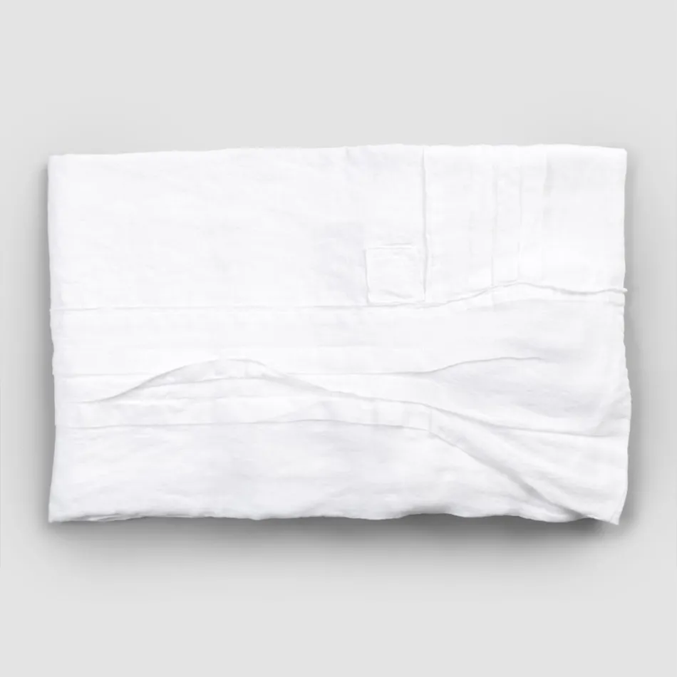 White Linen Tablecloth with Italian Luxury Pleated Border - Tippel Viadurini