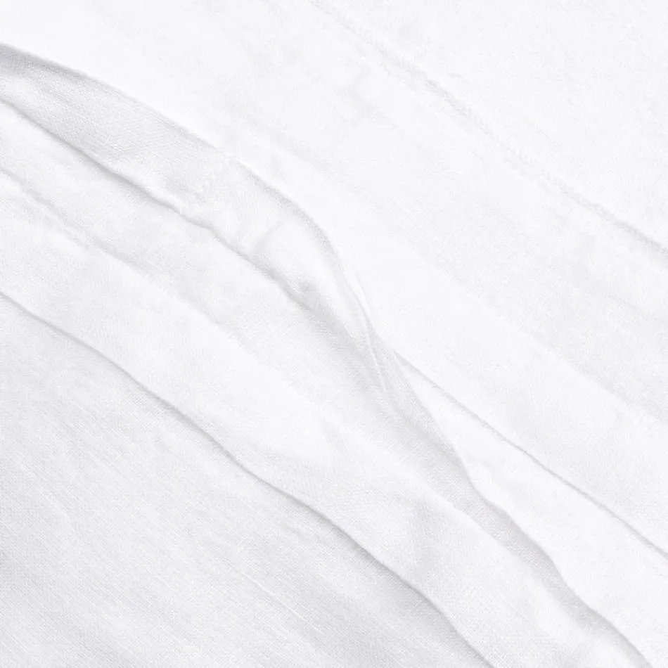White Linen Tablecloth with Italian Luxury Pleated Border - Tippel Viadurini