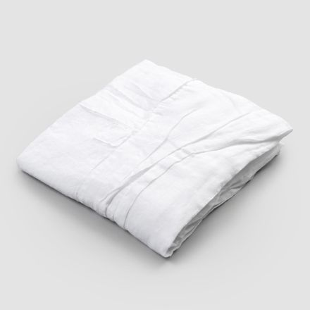 White Linen Tablecloth with Italian Luxury Pleated Border - Tippel Viadurini