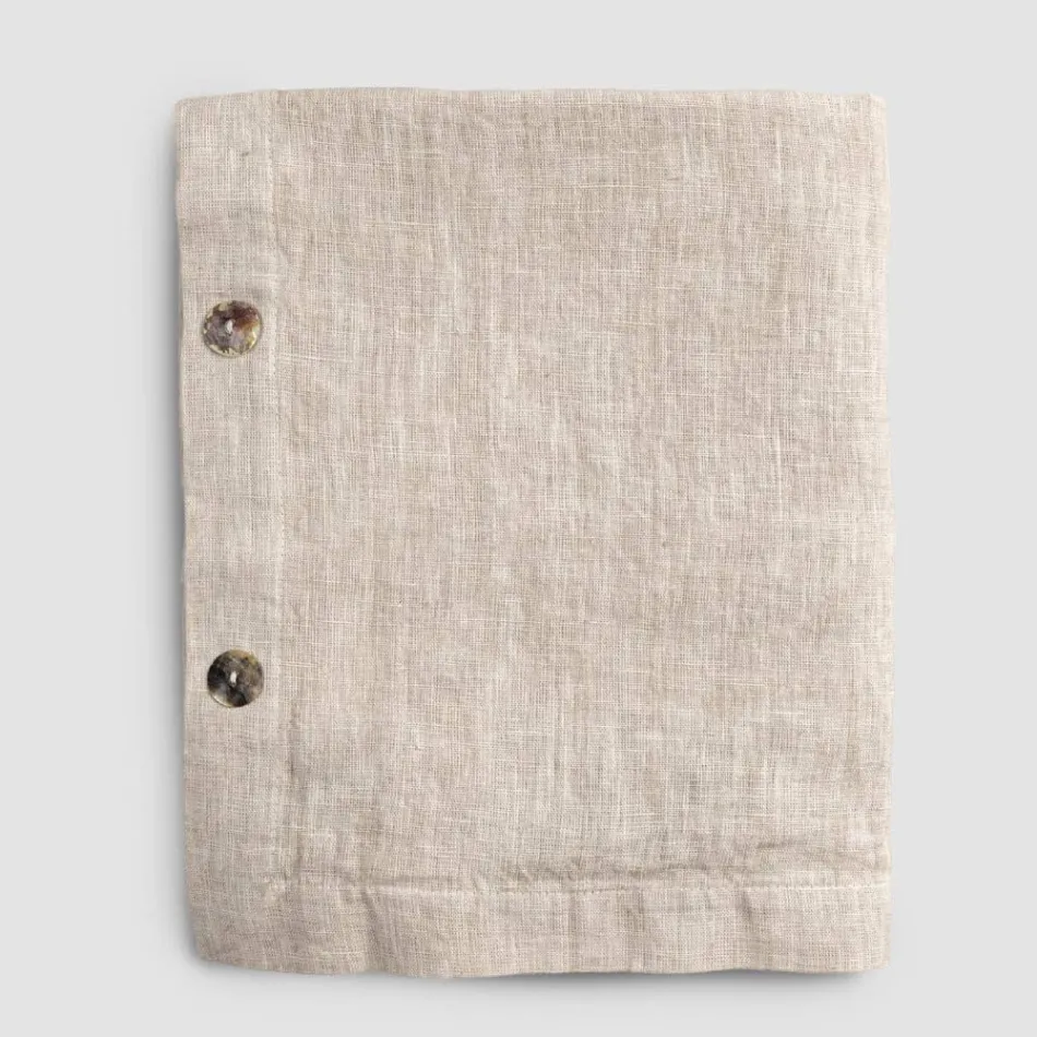 Modular Tablecloth in Colored Linen with Buttonholes and 10 Buttons - Mediterranean Viadurini
