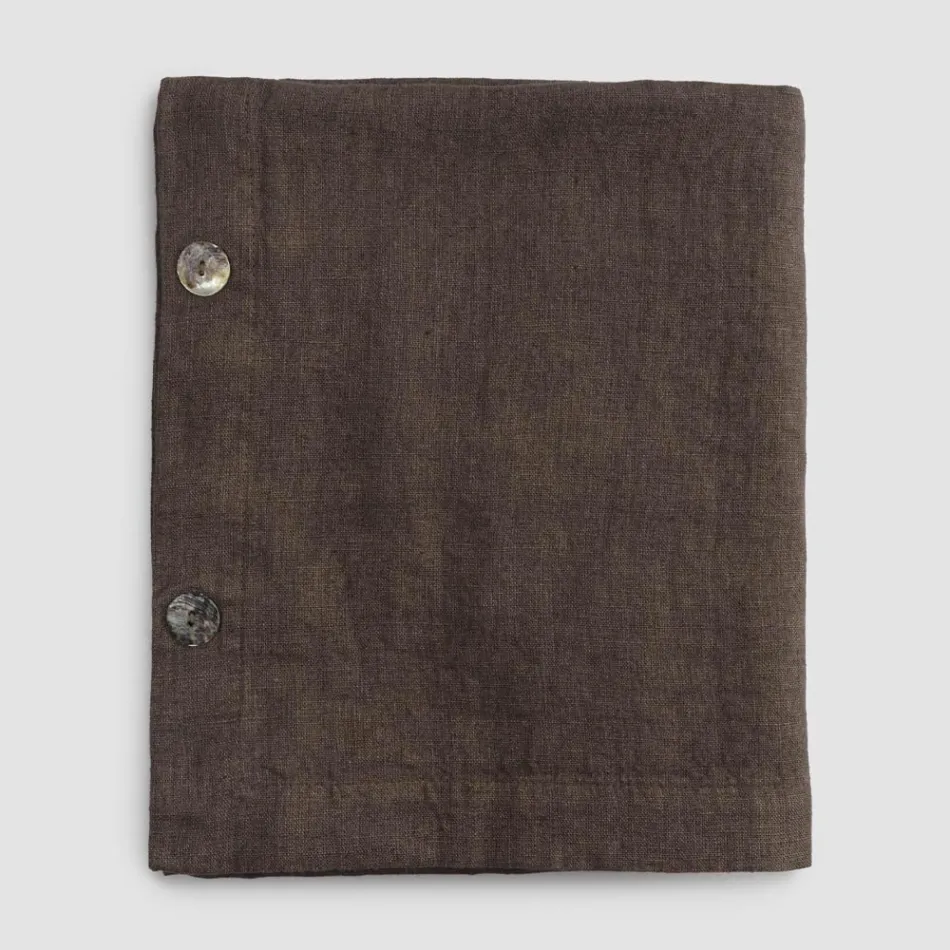 Modular Tablecloth in Colored Linen with Buttonholes and 10 Buttons - Mediterranean Viadurini