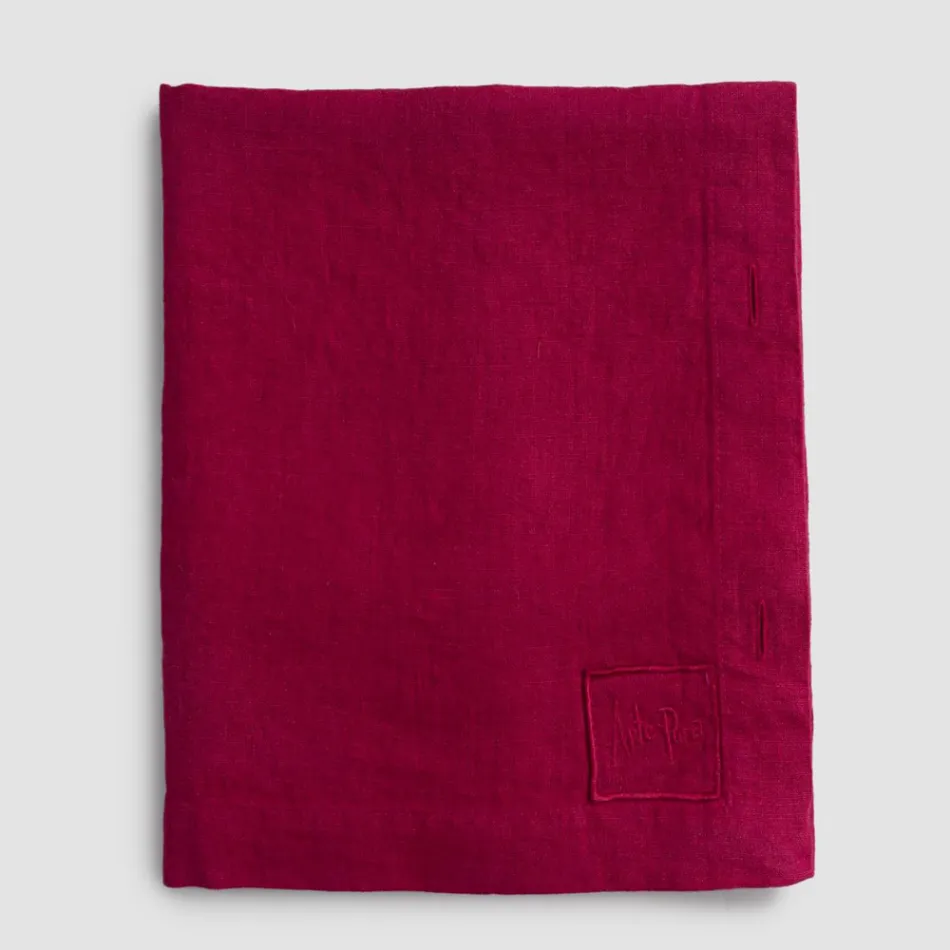 Modular Tablecloth in Colored Linen with Buttonholes and 10 Buttons - Mediterranean Viadurini