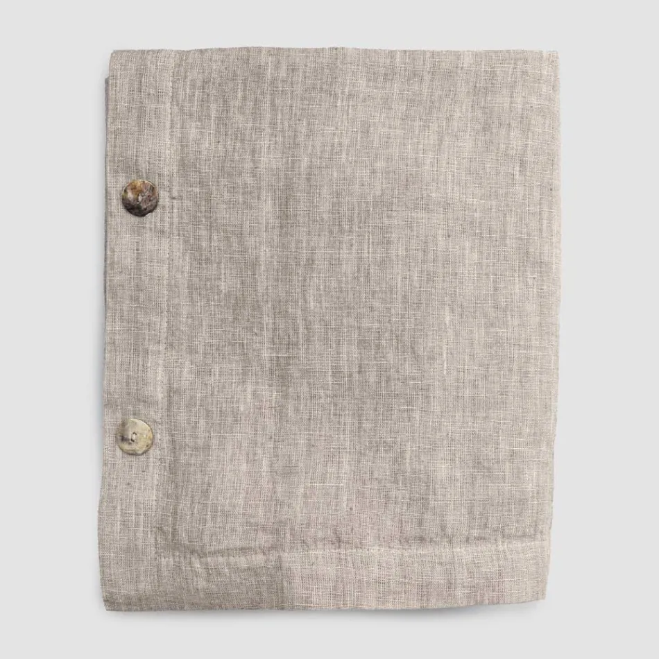 Modular Tablecloth in Colored Linen with Buttonholes and 10 Buttons - Mediterranean Viadurini