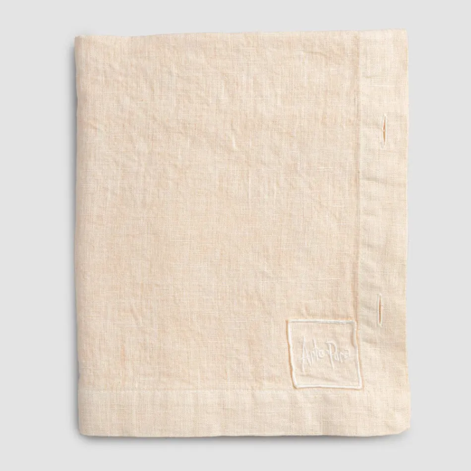 Modular Tablecloth in Colored Linen with Buttonholes and 10 Buttons - Mediterranean Viadurini