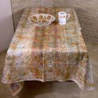Tablecloth of Italian Art with Hand Printed Cotton One Piece - Brands Viadurini