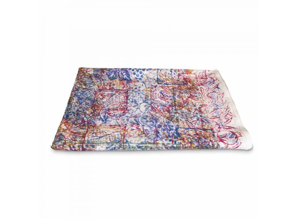 Tablecloth of Italian Art with Hand Printed Cotton One Piece - Brands Viadurini