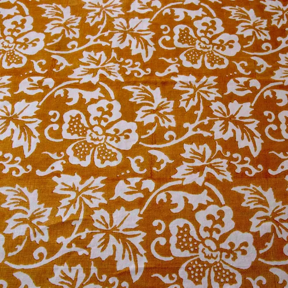 100% Italian Handcrafted Linen Tablecloth with One Piece Hand Print - Brands Viadurini