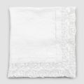 Square Linen Tablecloth with Lace White Luxury Design Made in Italy - Olivia