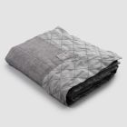 Anthracite Linen Tablecloth and Border with Geometric Decoration, Handcrafted - Dippel Viadurini