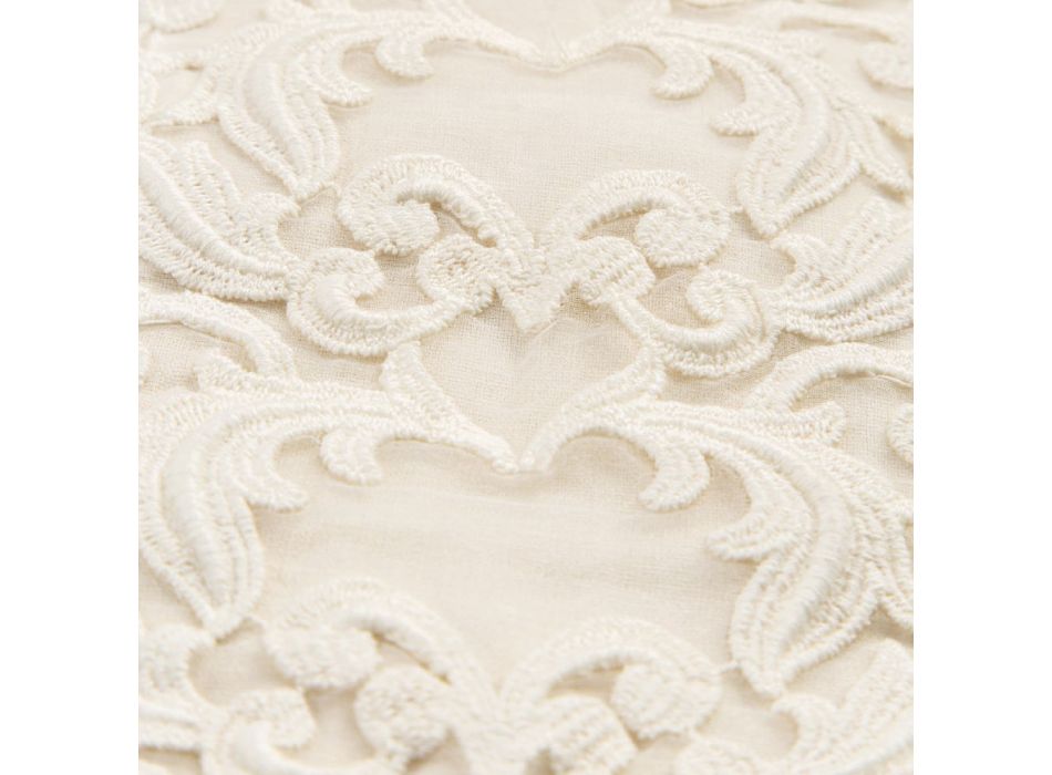White or Butter Linen Tablecloth with Farnese Lace Rectangular Design - Kippel Viadurini