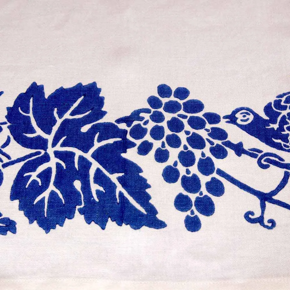 High Artistic Linen Tablecloth with Italian Art Hand Print - Brands Viadurini