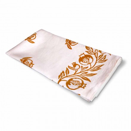 High Artistic Linen Tablecloth with Italian Art Hand Print - Brands Viadurini