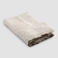 Beige Linen Square Tablecloth with Handcrafted Luxury Petal Embroidery - Vippel