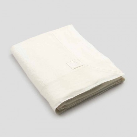 Large Rectangular Heavy White Linen Tablecloth with Framed Edges - Davinci Viadurini