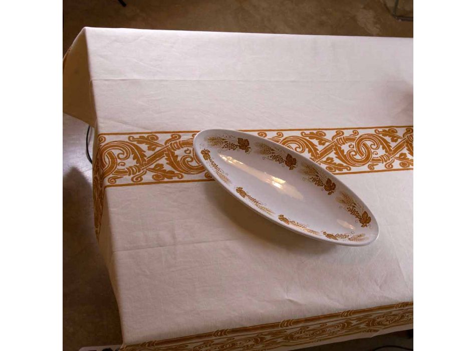 Highly Crafted Italian Printed Cotton and Linen Tablecloth - Brands