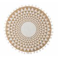 Round Breakfast Placemat in Jute with White Pon Pon 12 Pieces - Cassiode