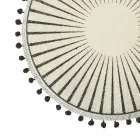 Round Breakfast Placemat in Jute with Black Pom Poms 12 Pieces - Casside Viadurini