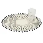 Round Breakfast Placemat in Jute with Black Pom Poms 12 Pieces - Casside Viadurini
