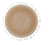Round Breakfast Placemat in Jute and 3 White Decorations 12 Pcs - Cassiode Viadurini