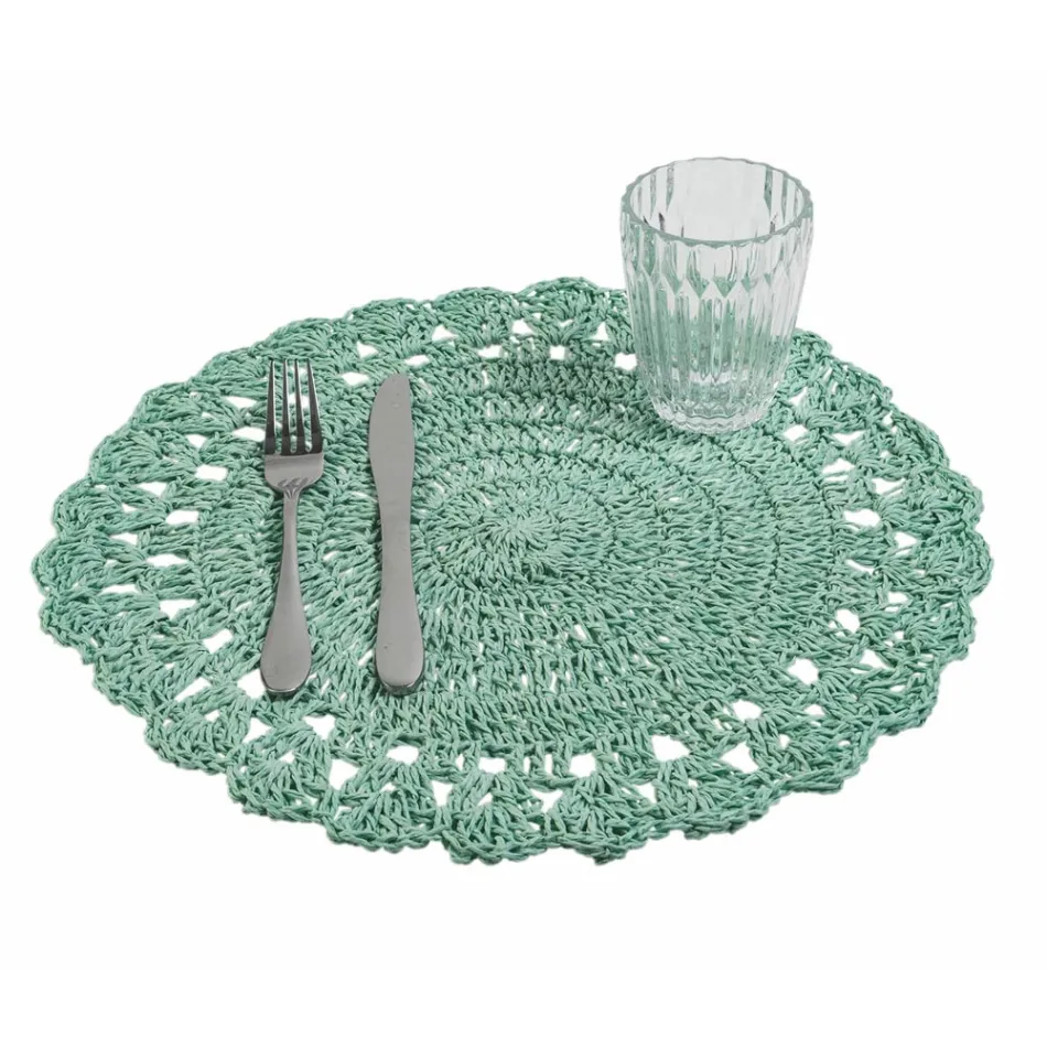 Round Placemat Crochet Placemat Various Colors 12 Pieces - Punzolo Viadurini
