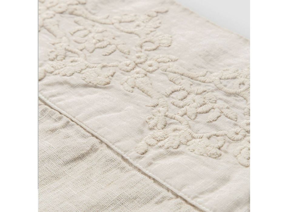 American Breakfast Placemats in Linen with Arabesque Embroidery 2 Pieces - Bipellino