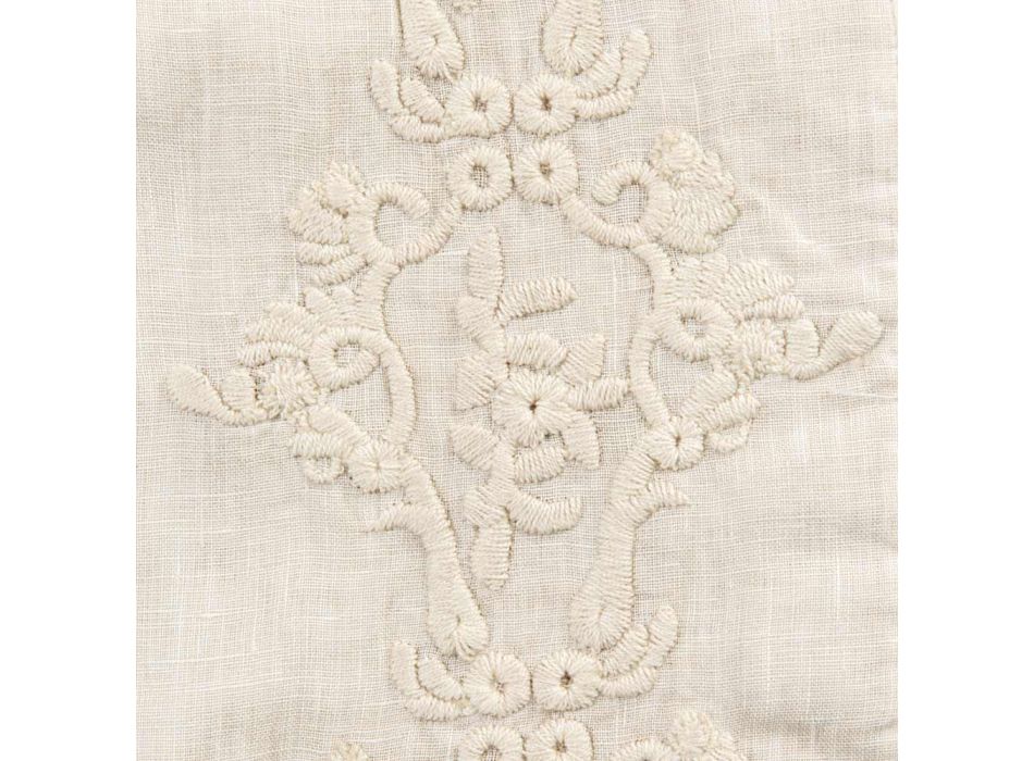 American Breakfast Placemats in Linen with Arabesque Embroidery 2 Pieces - Bipellino