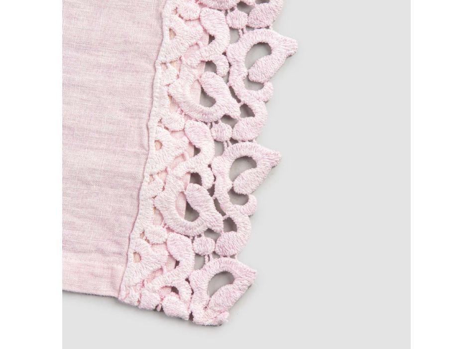 American Placemats in Linen with Poema Lace, 3 Colors 2 Pieces - Leonardino