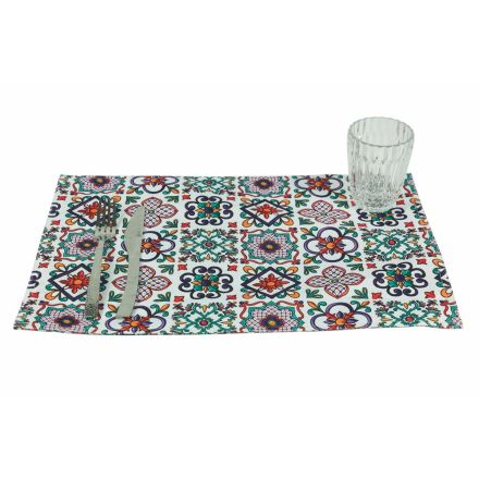 American Placemats in Polyester with Double Face Decorations 12 Pcs - Aztecasq Viadurini
