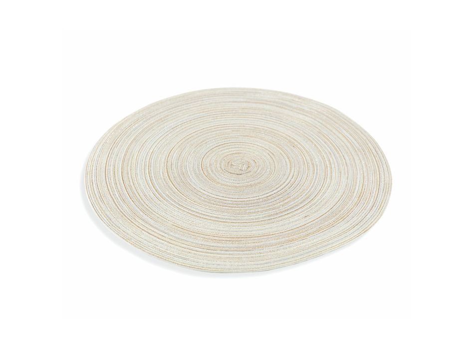 Round American Placemats in White or Brown Polyester 12 Pcs - Zanette Viadurini