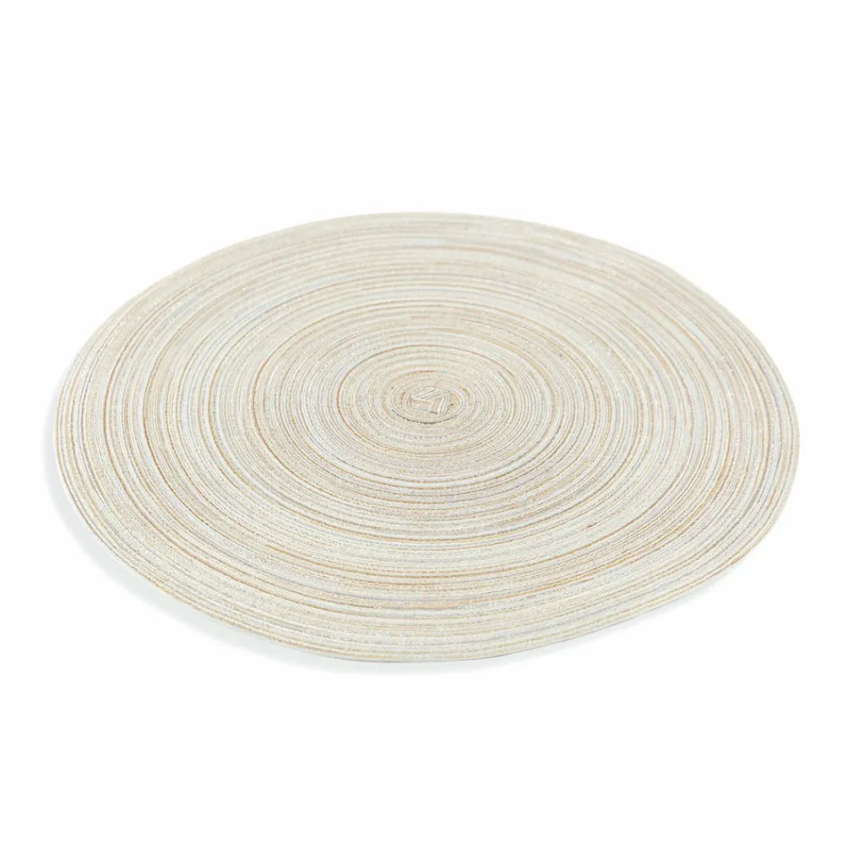 Round American Placemats in White or Brown Polyester 12 Pcs - Zanette Viadurini