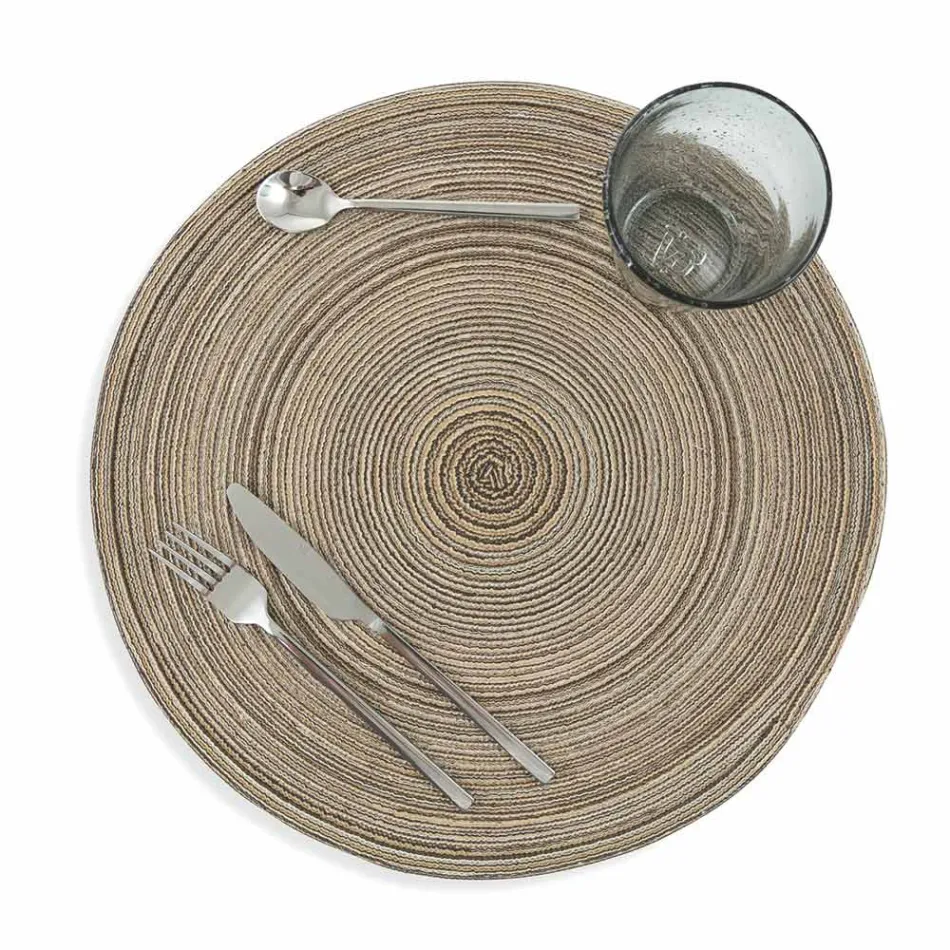 Round American Placemats in White or Brown Polyester 12 Pcs - Zanette Viadurini