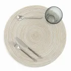 Round American Placemats in White or Brown Polyester 12 Pcs - Zanette Viadurini