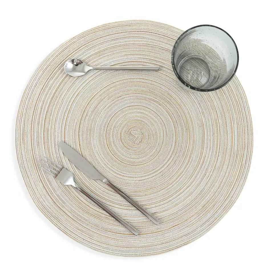 Round American Placemats in White or Brown Polyester 12 Pcs - Zanette Viadurini