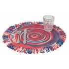American Round Colored Polyester Placemats with Fringes 12 Pcs - Ariest Viadurini