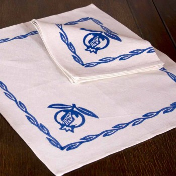 Napkin in Mixed Linen with Hand Print Unique Piece Made in Italy - Brands