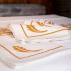 Napkin in Mixed Linen with Hand Print Unique Piece Made in Italy - Brands Viadurini