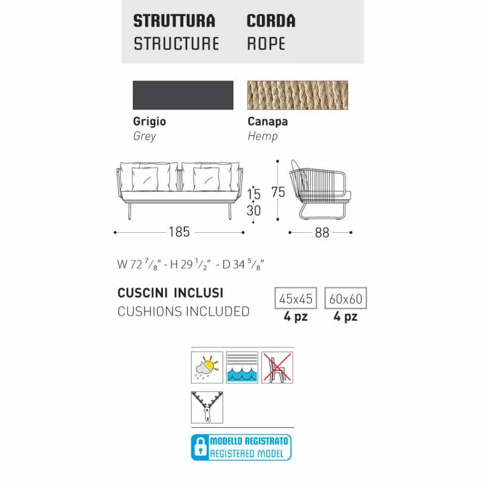 Varaschin Babylon 2 seater sofa with a modern design Viadurini