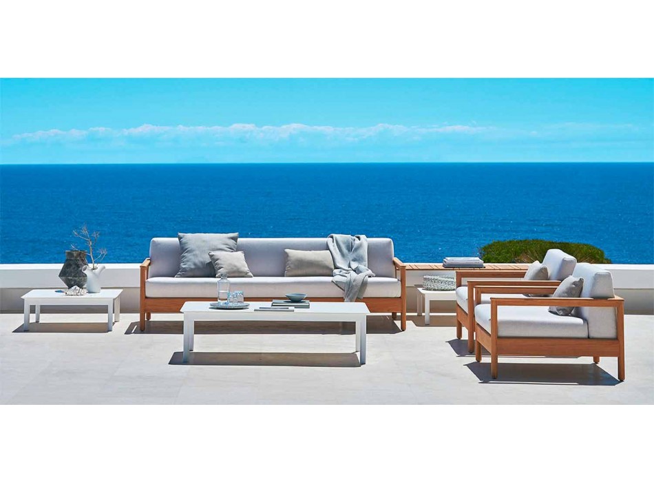 Varaschin Bali modern 3-seat outdoor sofa in solid teak wood Viadurini